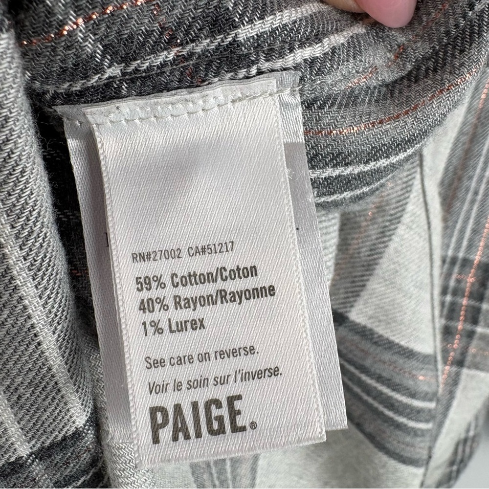 PAIGE Gray Plaid Buttonless Shirt Blouse Size M - Picture 12 of 12